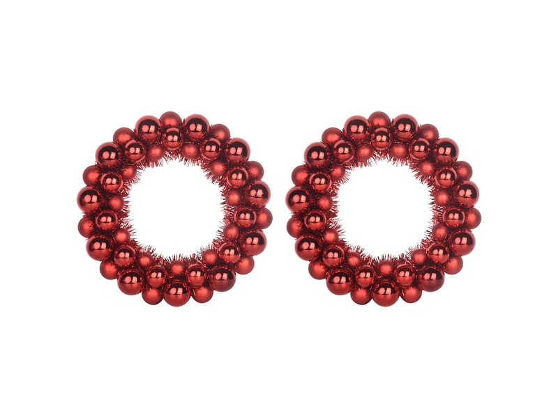  Couronnes de boules de noël 2 pcs rouge 33 x 33 x 7 cm  - Conforama A