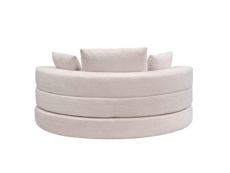  Canapé‑lit ovale modulable sans structure 173 x 176 cm, autoportant, revêtement velours côtelé, livré avec coussins, canapé‑lit pliable multifonction Fay Lum - Conforama E