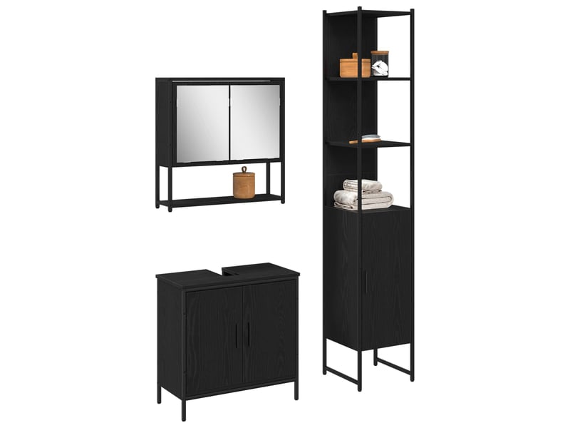  Ensemble de mobilier de salle de bain 3 pièces noir cf64489  - Conforama C