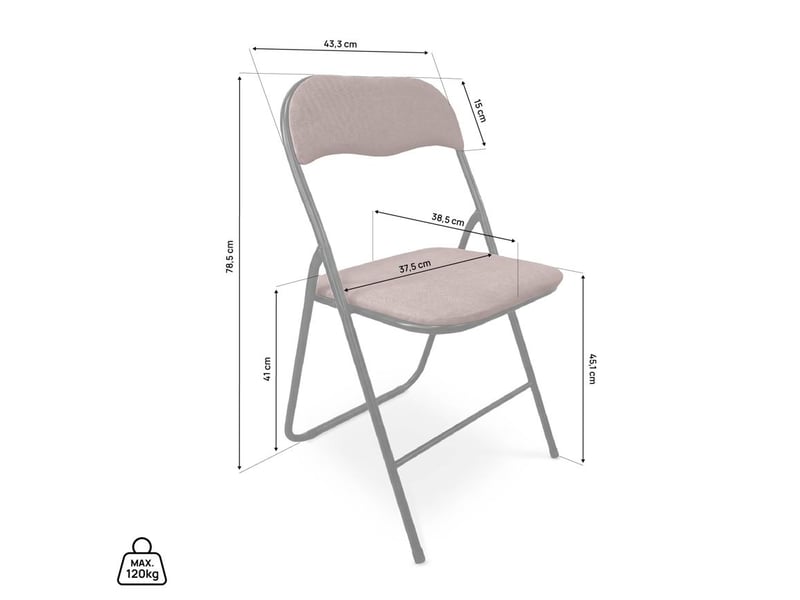  Lot de 6 chaises pliantes rembourrées en tissu marron et pieds métal noir - greta GRETA - Conforama D