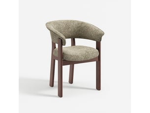 Lot de 1 chaise de salle à manger en chêne rouge massif, tissu texturé, livrée montée, marron