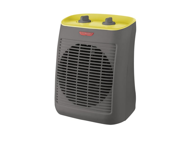  Chauffage soufflant ABRILA Taray 2000 W gris et jaune, 2 puissances, thermostat réglable, 3 modes et sécurité anti-basculement 251922028 - Conforama A