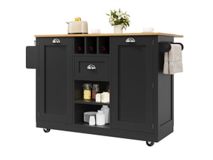 Desserte de cuisine 140x40x93,5 cm plateau rabattable mdf noir