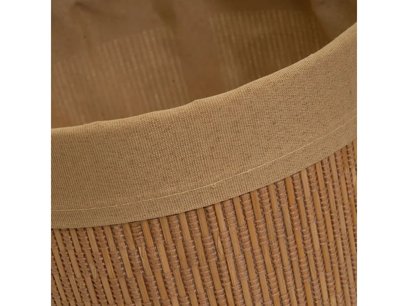  Lot de 4 paniers de rangement ronds en bambou tressé et tissu marron,corbeilles multi-usages décoratives  - Conforama C