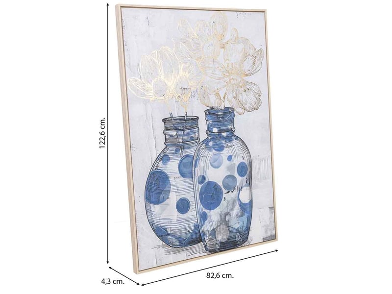  Tableau peint à la main avec cadre en bois bleu marine 83x4x123h cm  - Conforama C
