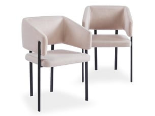 Lot de 2 chaises design et matelassées isaure métal noir et tissu beige