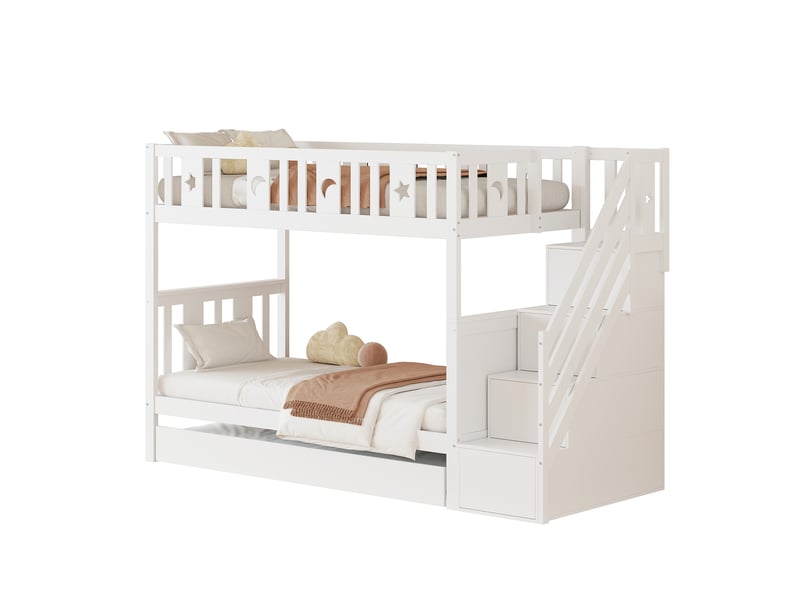  Lit superposé en bois blanc 90 x 200 cm  - Conforama A