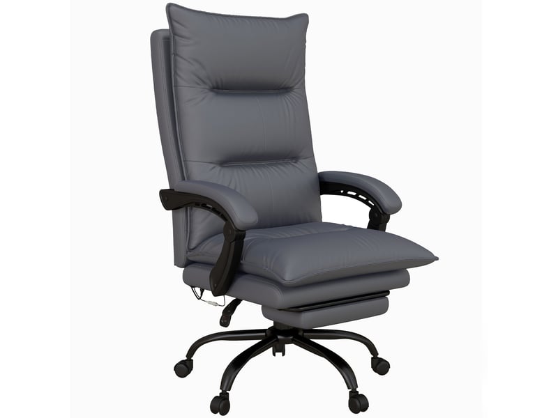  Fauteuil de bureau avec fonction massage et chauffage, repose-pieds, supporte jusqu'à 120 kg, gris foncé  - Conforama B