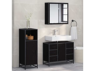 Ensemble de mobilier de salle de bain 3 pc chêne noir cf64336