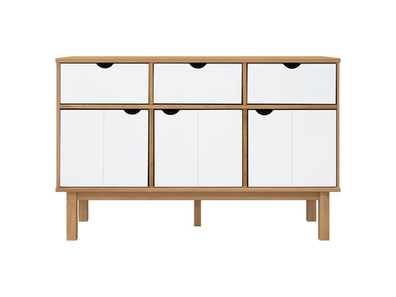  Buffet - bahut - meuble de rangement otta marron et blanc 114x43x73,5 cm bois massif pin  - Conforama C