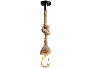 E27 rétro chanvre corde pendentif lumière vintage rustique luminaire pour restaurant bar café éclairage - 1.5m - rw