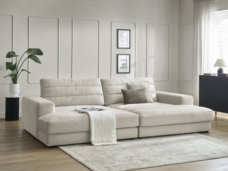  Bobochic canapé droit fixe 4 places sierra assise profonde velours beige SIERRA - Conforama B