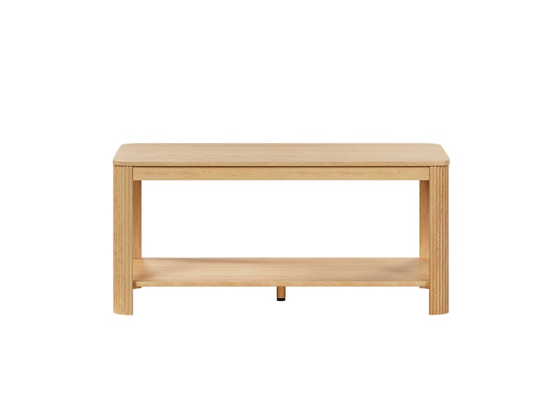 Table basse en bois naturel, double niveau avec rangement ouvert, 100 × 50 × 45 cm - Conforama A