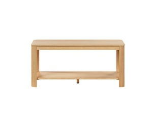 Table basse en bois naturel, double niveau avec rangement ouvert, 100 × 50 × 45 cm