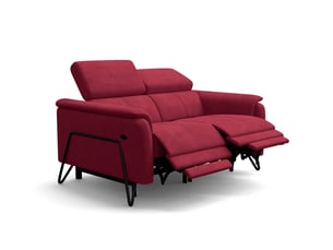 Canapé 2 places roden, 2x relax, tissu velours bordeaux