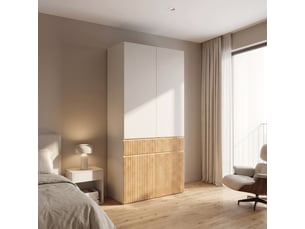 Armoire,90x50x200 cm,4 portes avec penderie et tiroir,mdf,gris et chêne clair