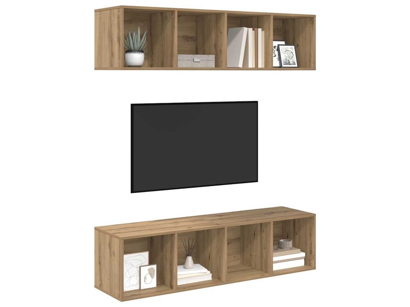 Ensemble meuble tv - banc tv - meuble de rangement 2 pcs chêne artisanal bois d'ingénierie - Conforama C