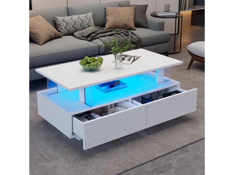  Table basse rectangulaire blanc - 50x100 cm merax - Conforama B