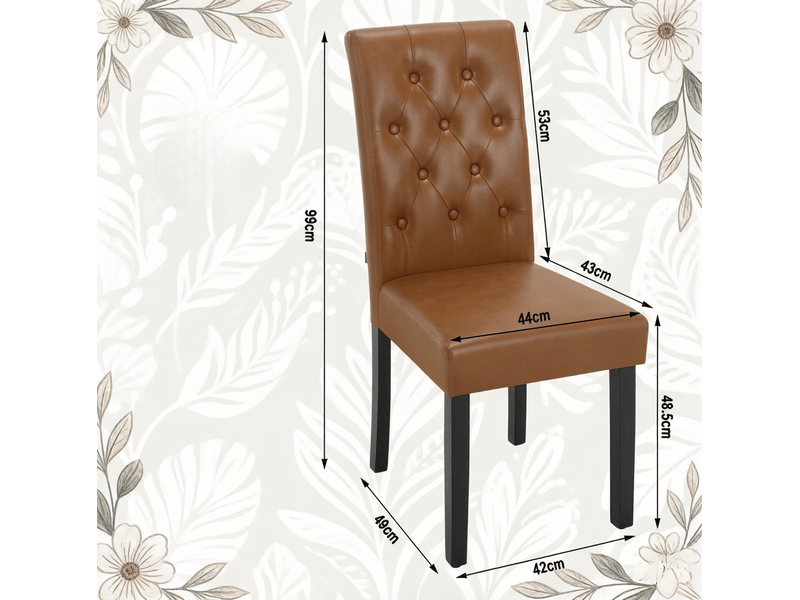  Chaise de salle à manger 49x99x42 cm dossier haut polyuréthane (pu) bois marron 2 pièces  - Conforama C