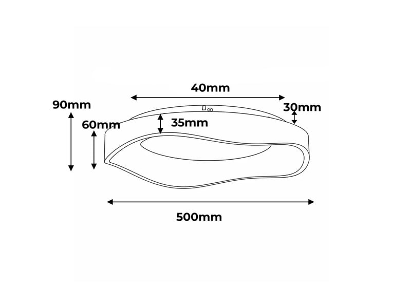 Plafonnier led ondulé ø50 cm 40w 5000 lm cct 3000k-6000k métal effet bois avec diffuseur acrylique, design moderne nordique  - Conforama D