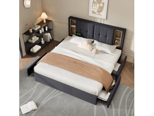 Lit avec rangement 160x200 cm    coloris gris