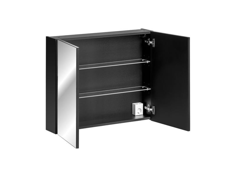  Meuble de rangement vanta 80 cm noir – caisson mural suspendu avec portes et miroirs  - Conforama D