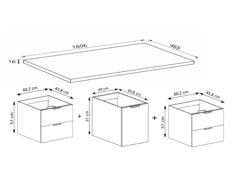  Ensemble salle de bain avec panier à linge et plan novo l.160 cm effet chêne hikora  - Conforama C