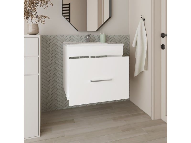  Meuble de salle de bain hatta de 59 cm, blanc  - Conforama D