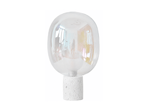 Lampe à poser en verre irisé et béton blanc h43 cm-bulle