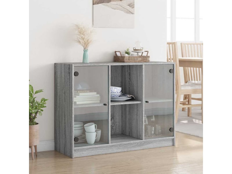  Buffet - bahut - meuble de rangement sonoma gris 102x37x75,5 cm bois d'ingénierie  - Conforama C