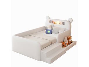 Lit avec rangement 90x200 cm <strong>MODFU</strong> <strong></strong> coloris blanc