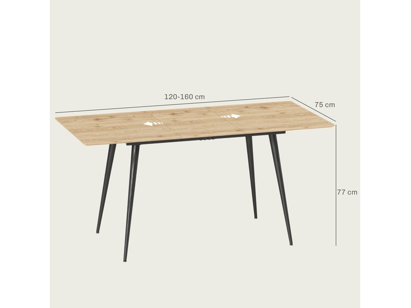  Table de salle à manger extensible avec rallonge dissimulée pour 6 à 8 personnes, style moderne, pour salle à manger  - Conforama D