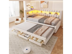 Lit banquette 90x190 cm <strong></strong> <strong>evarich</strong> coloris beige