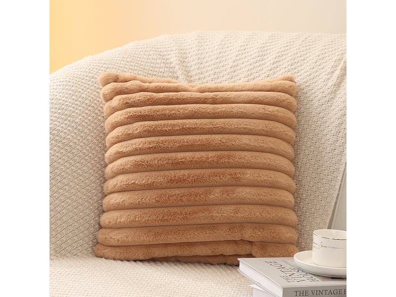  Coussin carré en tissu côtelé camel 43x43 cm  - Conforama C