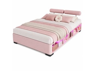 Lit avec rangement 140x200 cm coloris rose
