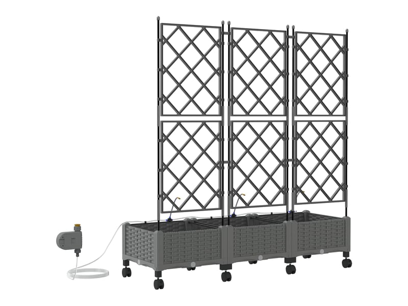  Jardinière - porte-plante de jardin avec irrigation et roues 3 pcs gris clair  - Conforama D