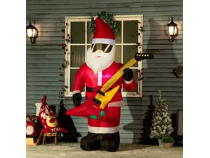 Décoration de noël gonflable père noël 140 x 75 x 215 cm rouge en polyester, éclairage led extérieur