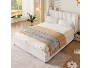 Lit 2 places 140x200 cm <strong></strong> <strong></strong> coloris beige