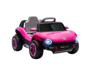 Voiture électrique pour enfants de 3 ans et plus, volkswagen e-buggy 12v avec télécommande 2,4 ghz, roues avec suspension, rose