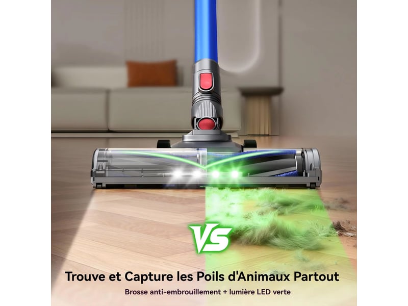  Aspirateur balai n15 sans fil, écran led intelligent, jusqu’à 55 min d’autonomie, autoportant, pour tapis et poils d’animaux  - Conforama D