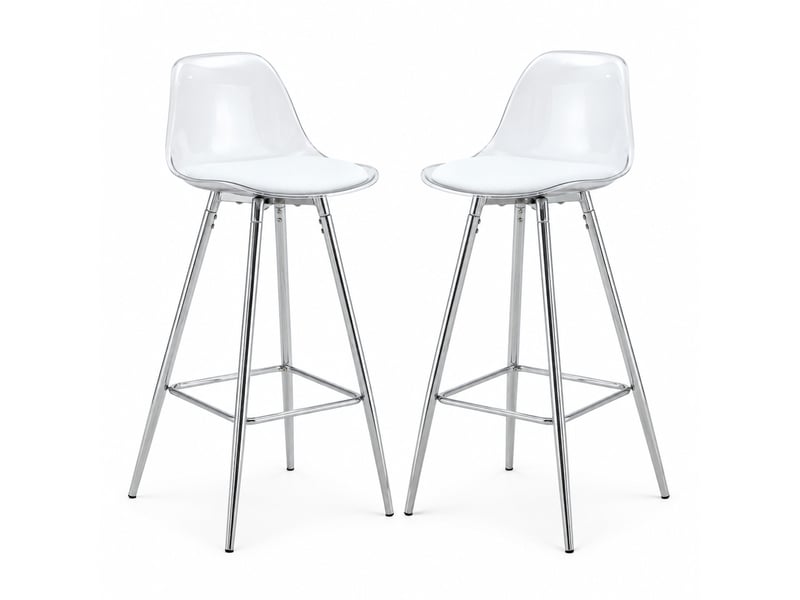  Lot de 2 tabourets de bar,38x33x96,5 cm,plastique transparent et métal,argenté  - Conforama A