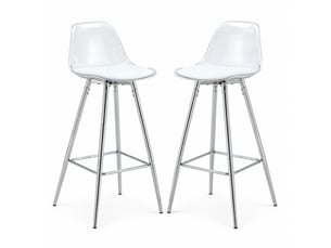 Lot de 2 tabourets de bar,38x33x96,5 cm,plastique transparent et métal,argenté