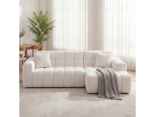 Canapé d’angle modulable l avec méridienne en velours blanc cravdom