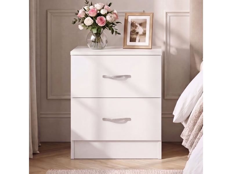  Table de chevet riano, commode de nuit, chambre, rangement, 47x40x36cm, 2 tiroirs, blanc 333454 - Conforama C