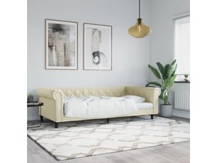 Lit adulte, lit simple, lit de jour sans matelas crème 100x200cm similicuir cf18851