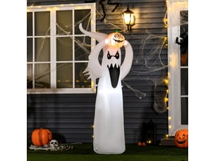 Décoration gonflable fantôme d'halloween avec citrouille lumineuse, 2 led et souffleur pour jardin 80×40×180 cm