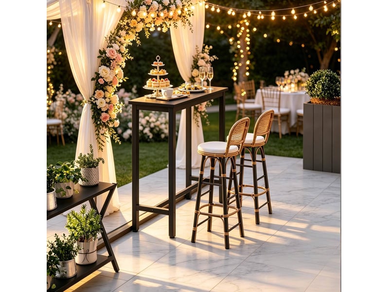  Table haute industrielle noire 100 x 40 x 100 cm – plateau en panneau de particules et métal – seulement table  - Conforama D