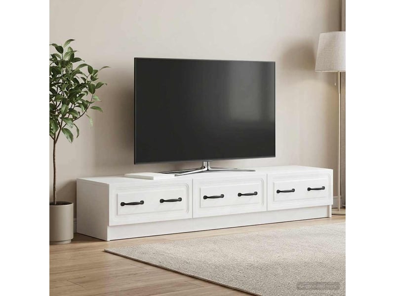  Meuble tv - banc tv - meuble de rangement 147 x 34,5 x 27 cm blanc brillant bois d'ingénierie  - Conforama D