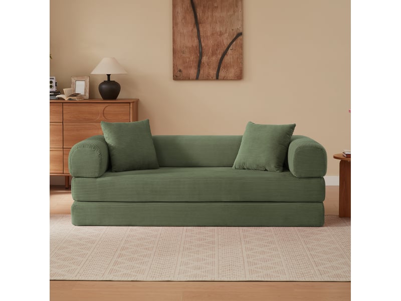 Canapé modulable convertible 195x89x59 cm 3 places vert  - Conforama C