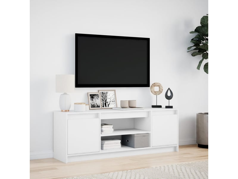  Meuble tv - banc tv - meuble de rangement avec led blanc 139,5x34x50 cm bois d'ingénierie  - Conforama D